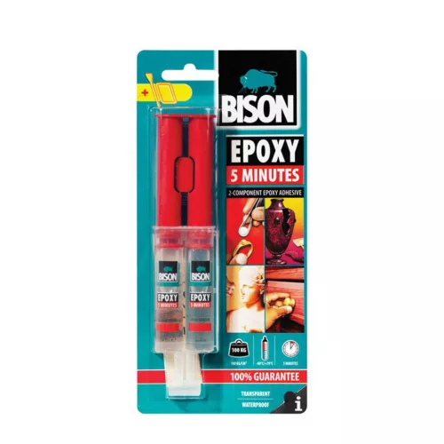 BISON 5 perces Kétkomponensű Epoxy Ragasztó, 24ml