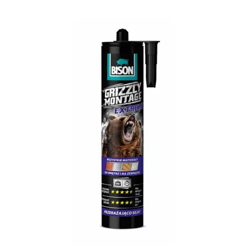 BISON Grizzly Extrém Erős Szerelési Ragasztó, 435g