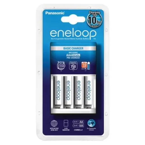 Panasonic Eneloop Basic Akkutöltő + 4db 750mAh AAA (600min)