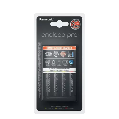 Panasonic Eneloop Pro Akkutöltő (gyorstöltő) + 4db 2500mAh AA (120min)