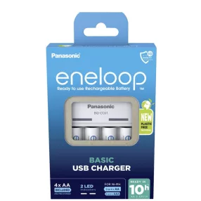   Panasonic Eneloop Akkutöltő K-KJ61MCD40USB + 4xAA (600 min)