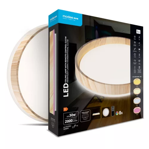 Modee Mennyezeti LED Lámpa CLG1W 30W 3CCT+RGB D390mm +rem (2000 lumen) ERP wood