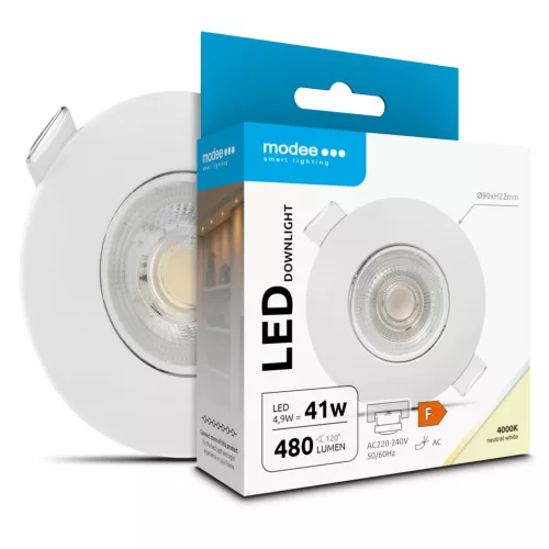 Modee LED Mélysugárzó Kerek 4,9W 4000K IP23 D90xH22mm ROT (480 lumen) fehér ERP