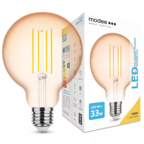 Modee LED Filament Amber Globe G95 4W E27 320° 1800K (360 lumen)