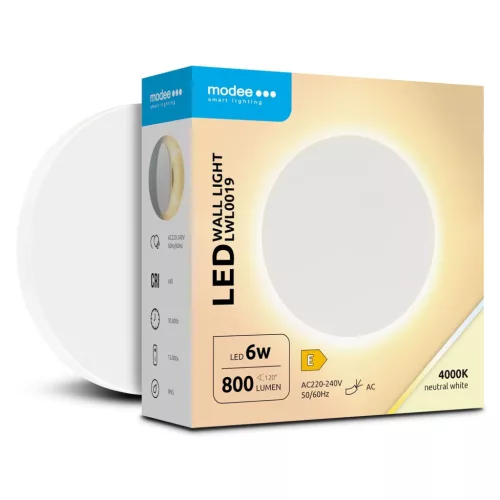 Modee LED Fali Lámpa (LWL0019) 6W IP65 D130x42mm 4000K (800 lumen) Fehér