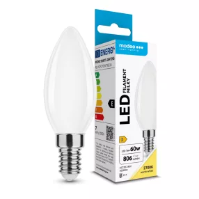   Modee LED Izzó Filament Milky Gyertya C35 7W E14 360° 2700K (806 lumen) ERP