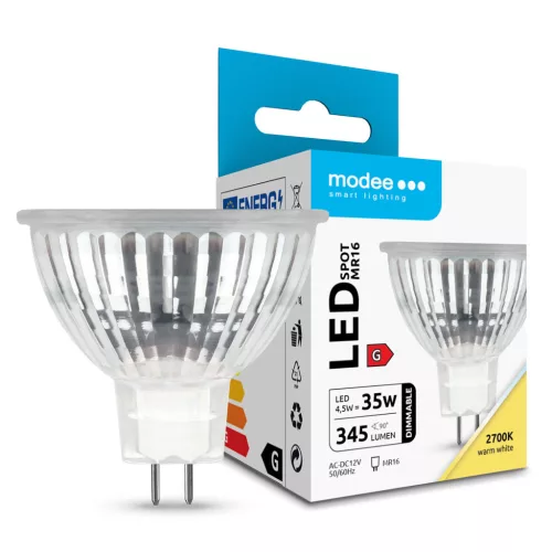 Modee Lighting LED Izzó Spot Üveg 4,5W MR16 12V 36° (345 lumen) dimm. ERP