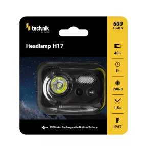   Technik Fejlámpa H17 (akkumulátoros) L2 LED + micro USB IP67 (250 lumen)