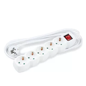   Technik Elosztó 5 utas 5m kábellel 1,5mm2 rézkábel + kapcsoló (fehér) 16A