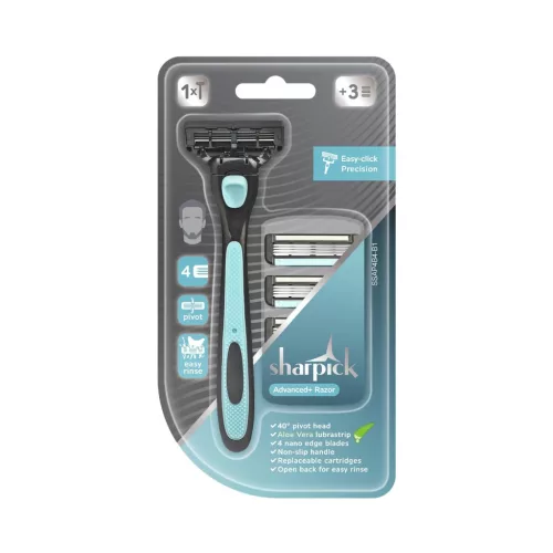 Sharpick Advanced+ Borotva Készülék 4 pengés + 3db pótfej + Aloe Vera B1
