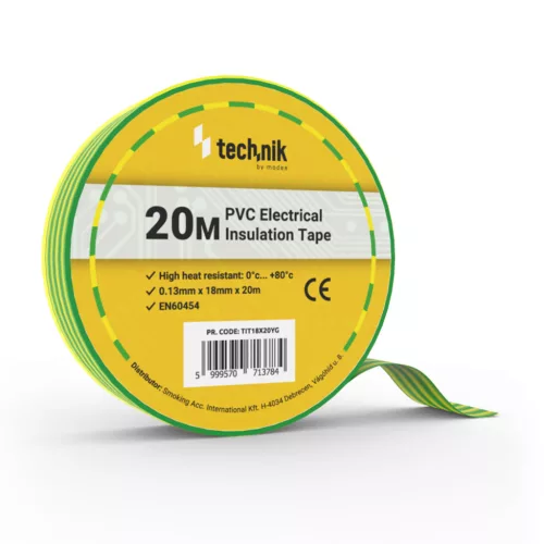 Technik - Szigetelőszalag 0,13mm x 18mm x 20m Zöld-Sárga
