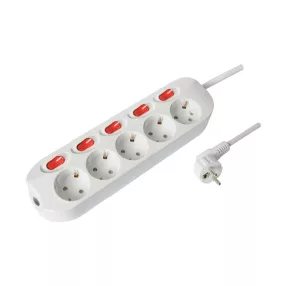   Technik Professional Elosztó 5 utas 1,5m kábel 1,5mm2 rézkábel + 5 kapcsoló 16A