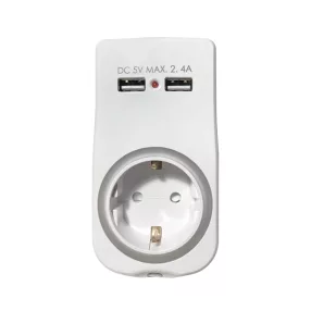   Technik Professional Elosztó Fali 1 utas Éjszakai Fénnyel + 2db USB