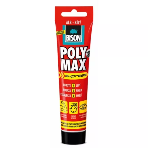 BISON Poly Max Expressz Fehér Tömítő, SM Polymer Ragasztó, 165g